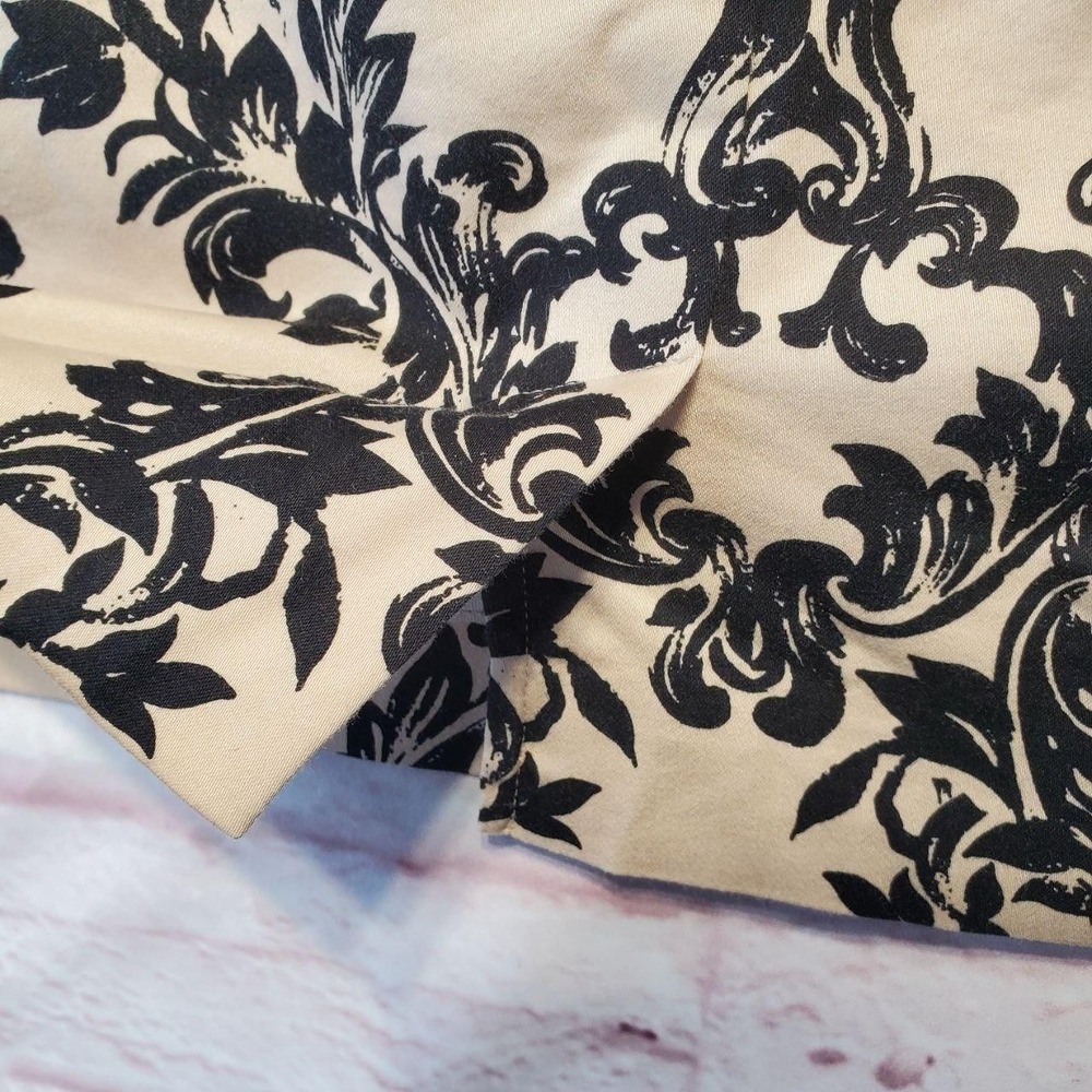 Talbots Petites Gothic Baroque Damask Print Beige Midi Pencil Skirt‎ Womens 8P - Picture 3 of 9